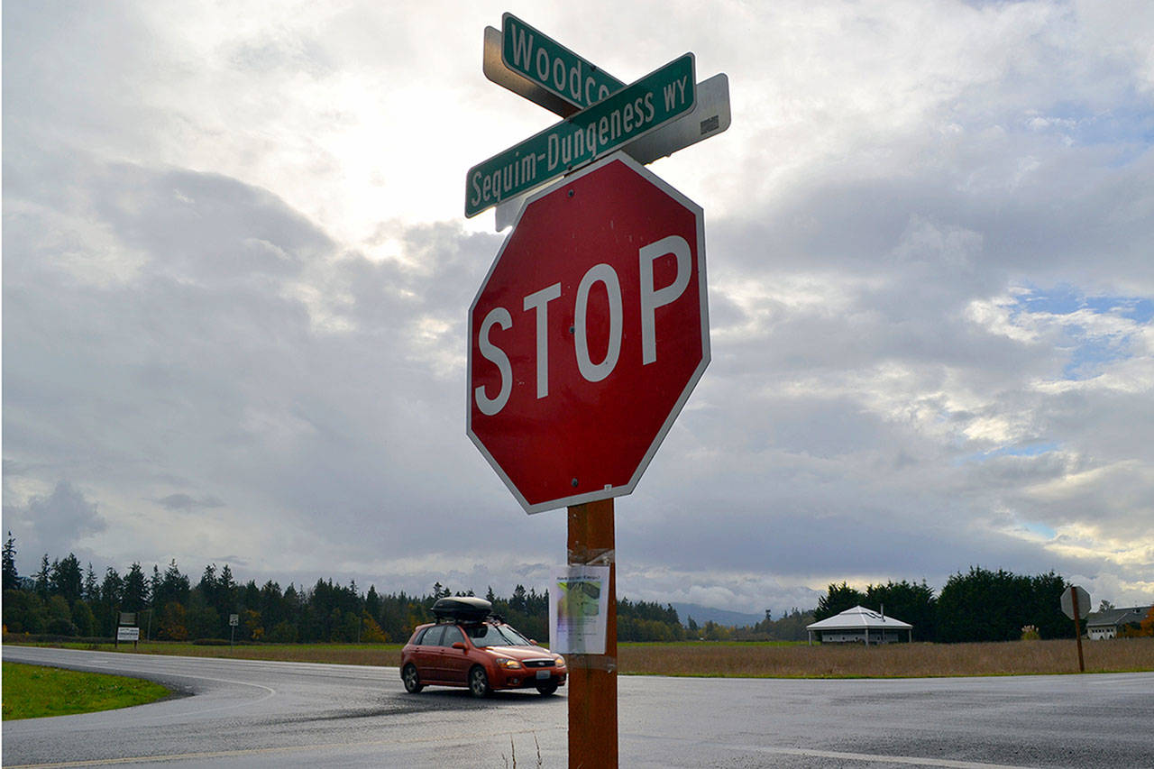 <strong>Matthew Nash</strong>/Olympic Peninsula News Group file                                Clallam County staff say a roundabout at Woodcock Road and Sequim-Dungeness Way is slated for construction tentatively in 2021.