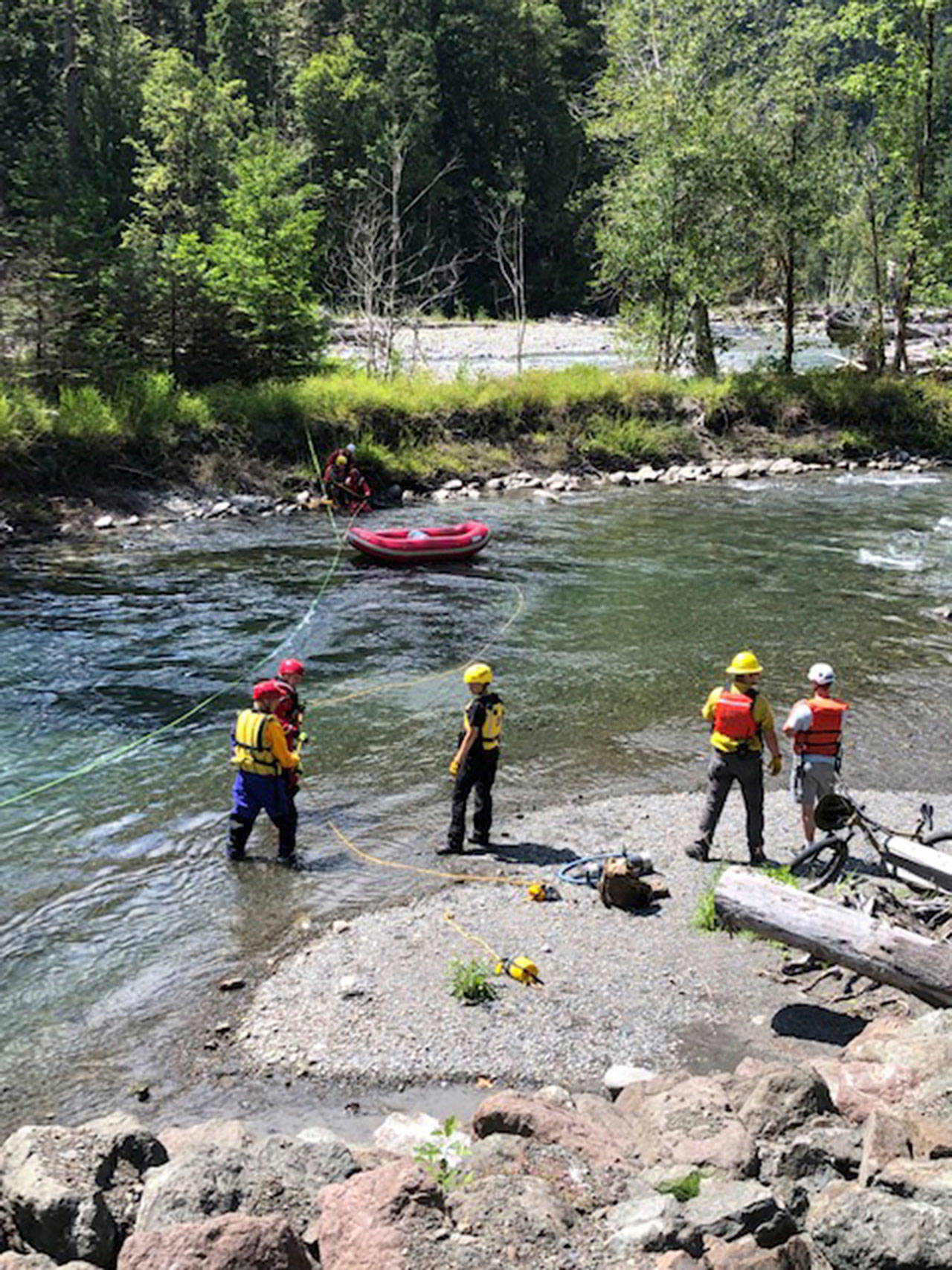 A man was rescued from an island in the Elwha River on Monday after getting swept away by its fast-moving waters. (Clallam County Fire District 2)