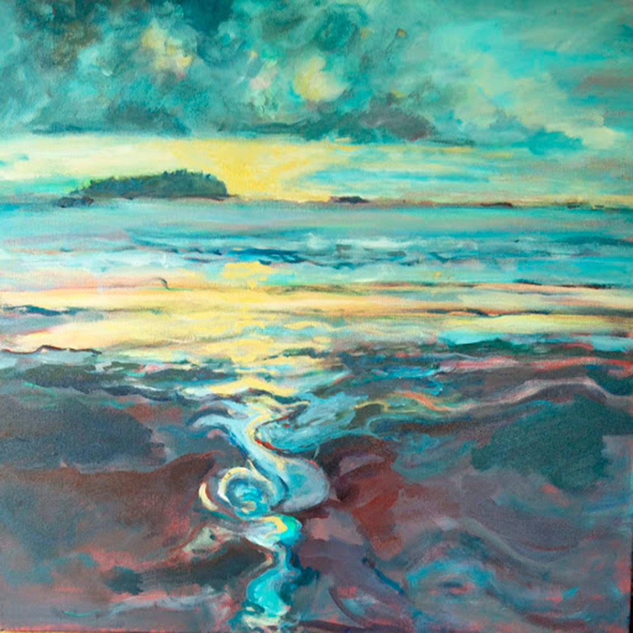 “Beach 2” by Lynne Armstrong, one of two featured artists at the Blue Whole Gallery in August, will be on display during Friday Friday Art Walk Sequim.