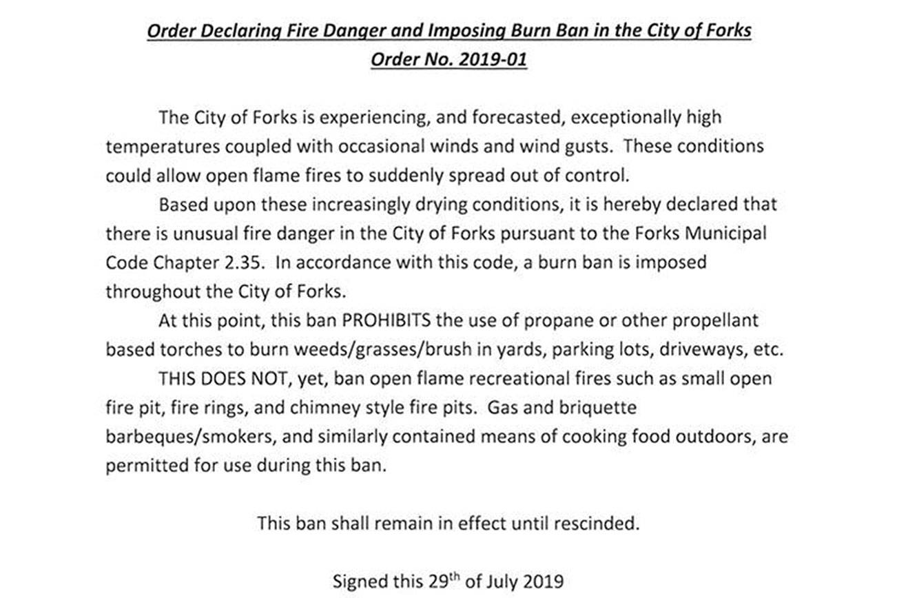 Winds, high temperatures spark Forks burn ban Peninsula Daily News