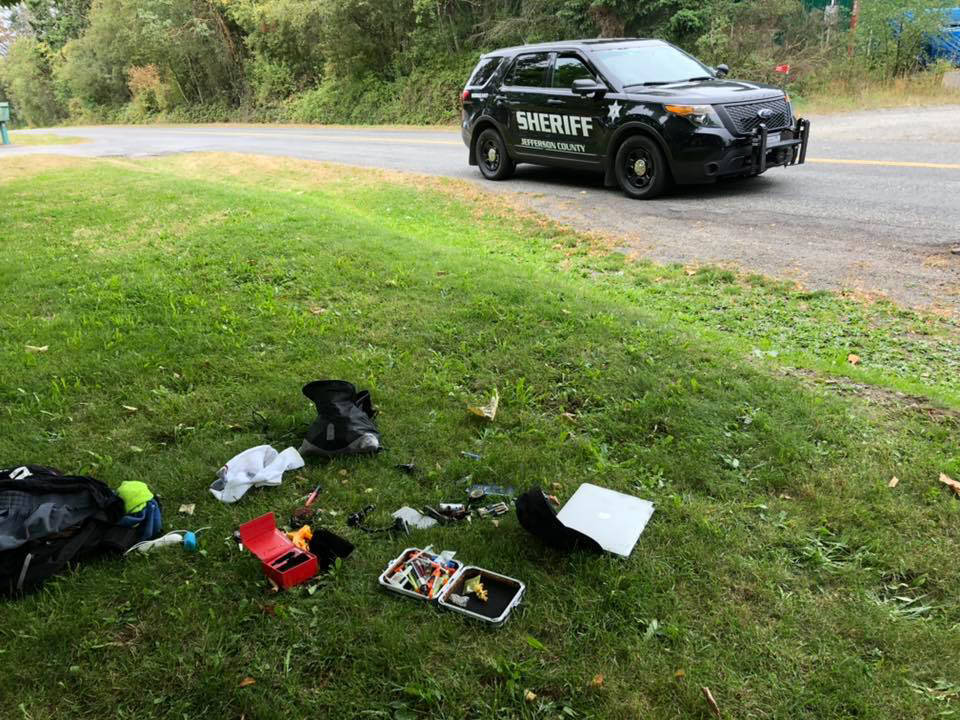 A Port Townsend-area man was arrested Sunday following a short pursuit outside of the Thomas Street apartments for allegedly violating a no-contact order. Police said he was found to be in possession of a stolen vehicle and several controlled substances, including methamphetamine and heroin. (Jefferson County Sheriff’s Office)