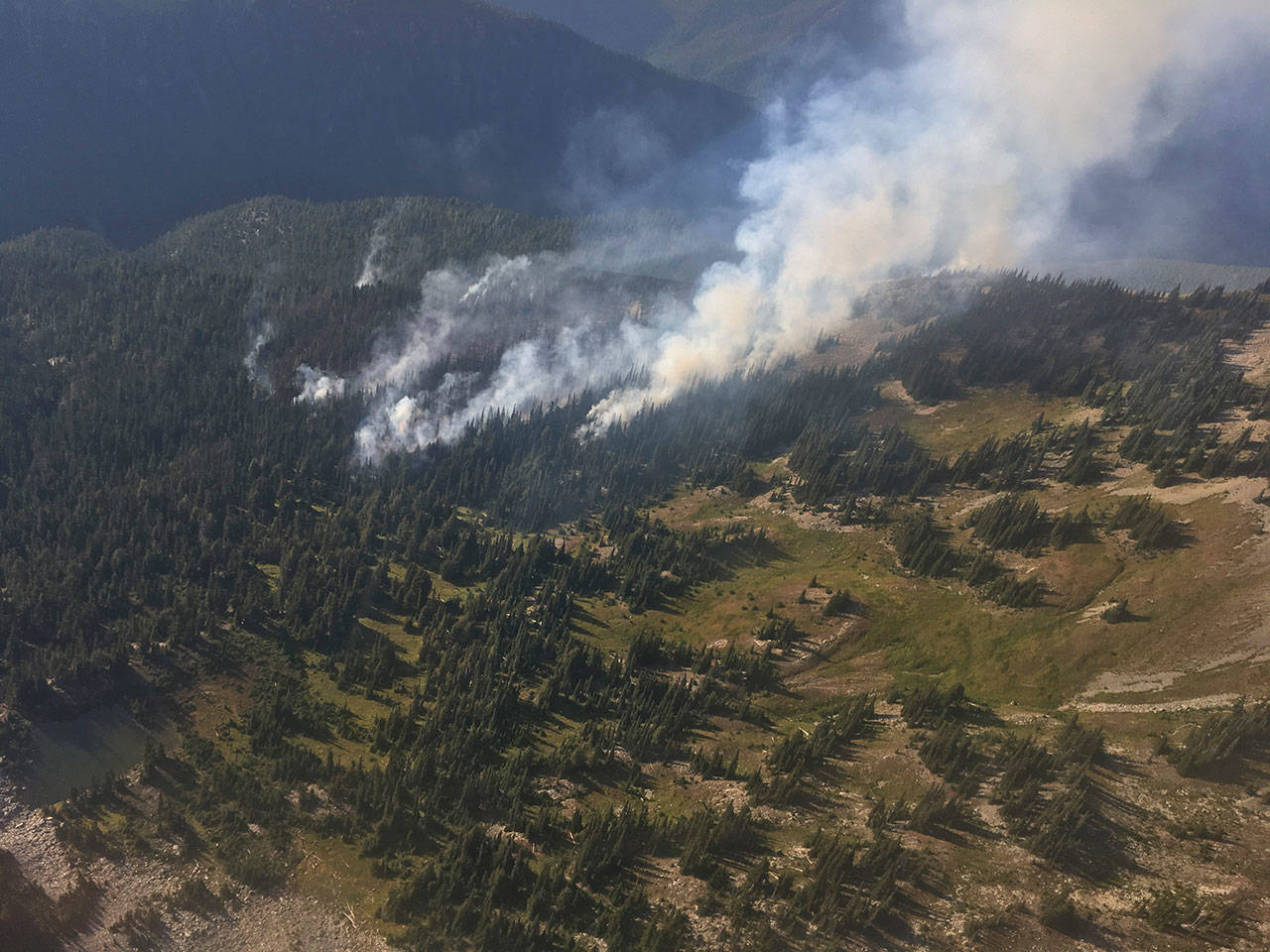 The Mount Dana Fire is seen burning in Olympic National Park. (National Park Service)