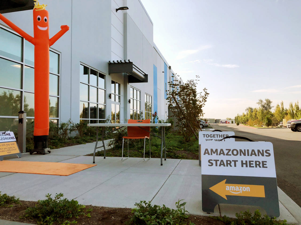 The 100,000-square-foot Amazon fulfillment/delivery center at the Port of Everett’s Riverside Business Park is expected to hire hundreds of workers. (Janice Podsada/Everett Daily Herald)