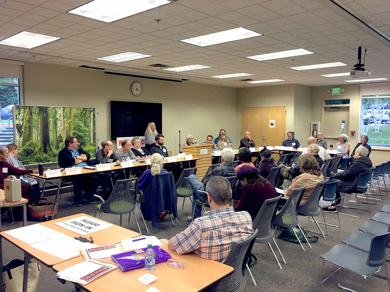 Candidates for Clallam County Charter Review Commission participated in a forum at the Port Angeles Library on Thursday. (Rob Ollikainen/Peninsula Daily News)