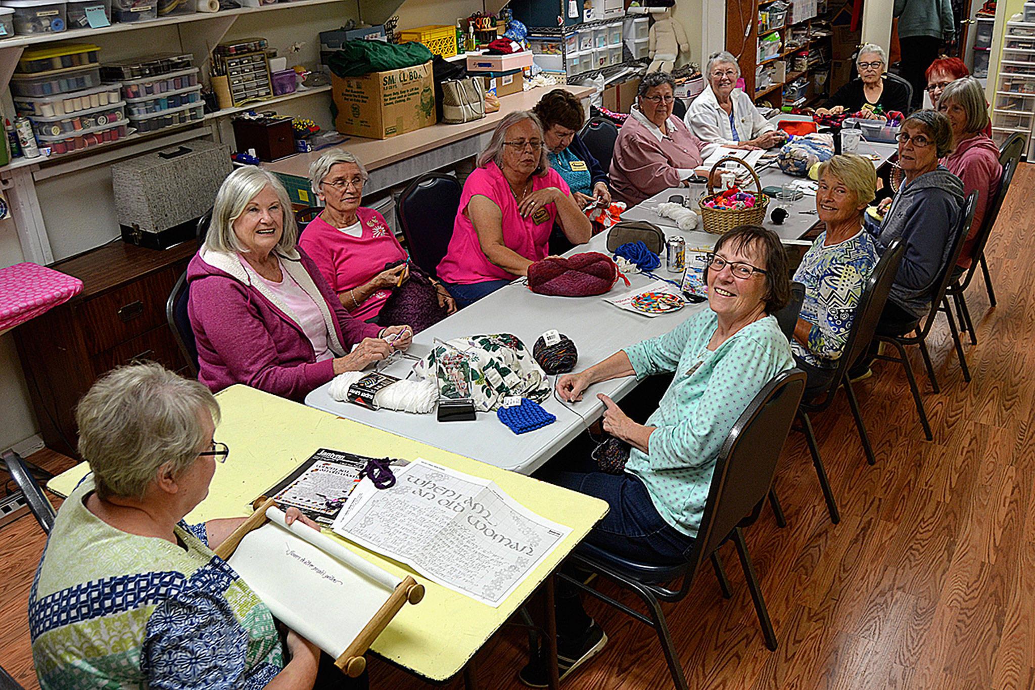 Shipley Center members enjoy some time creating fiber arts in the Arts and Crafts room during the Open House on Sept. 12. Matthew Nash/Olympic Peninsula News Group
