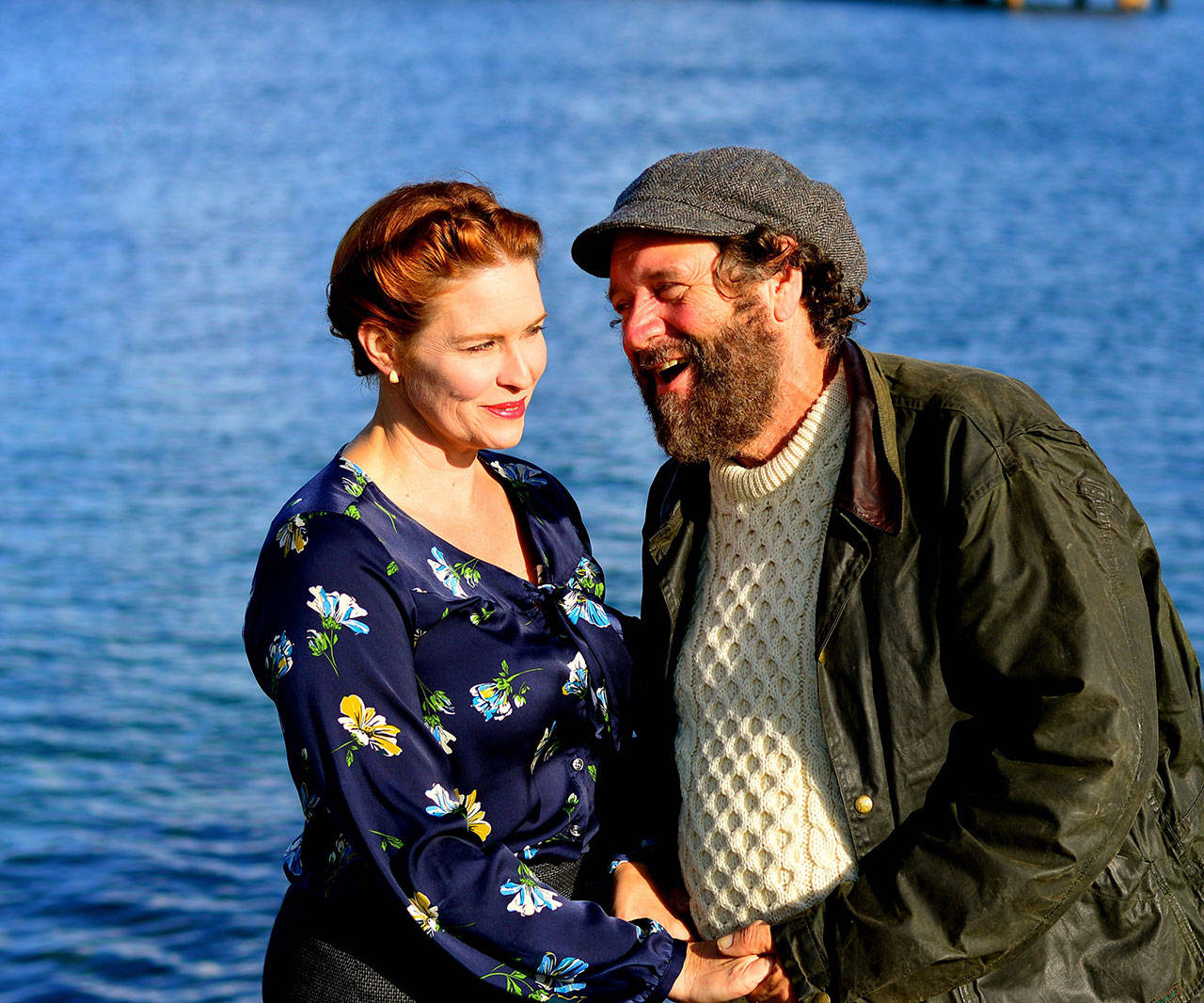 Timothea (Crystal Eisele) and Colm (Eric Ray Anderson) come together from different backgrounds in ‘Sea Marks,’ the romantic drama at Port Townsend’s Key City Public Theatre. (Diane Urbani de la Paz/for Peninsula Daily News)