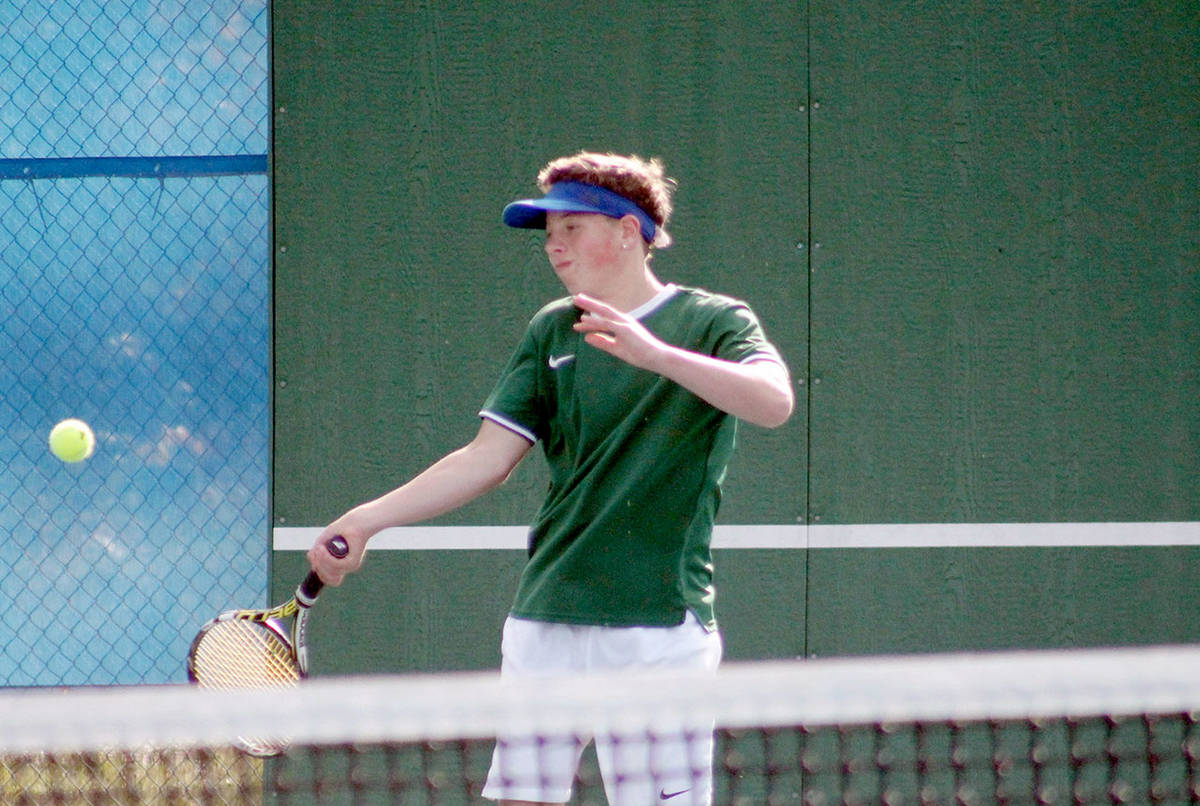 Mark Krulish/Kitsap News Group Port Angeles freshman Reef Gelder finished fourth at the Olympic League Tennis Championships and will advance to the district tournament.