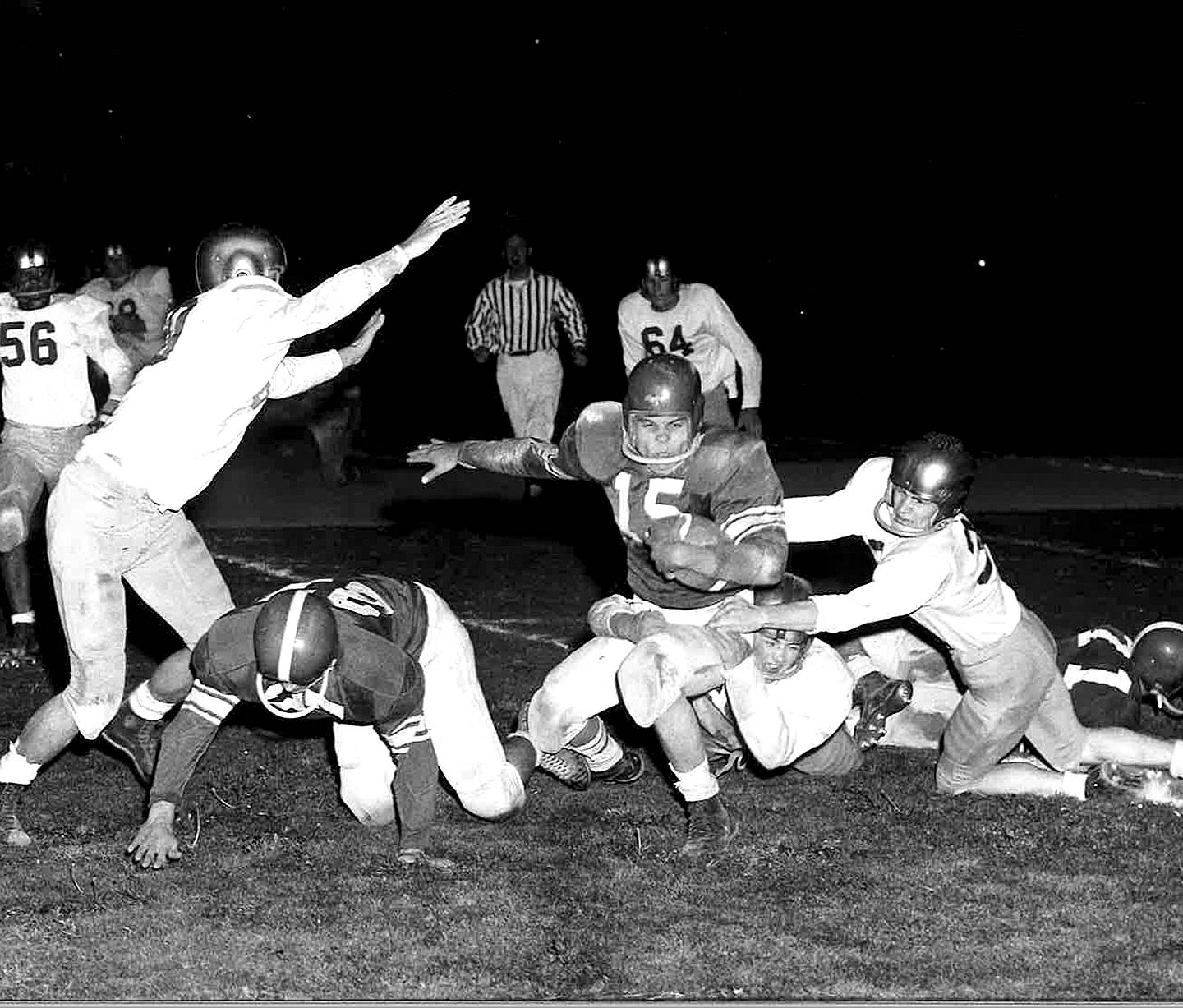 Sonny Luke (No. 15) was the leading rusher for the 1960 Port Angeles High School football team, scoring 18 touchdowns that season. He went on to play at Grays Harbor Community College and Oregon Tech.