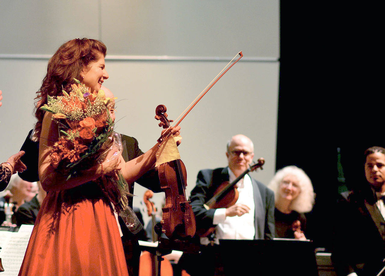 Guest soloist Monique Mead, here with the Port Angeles Symphony in November 2016, returns this week to join the orchestras Saturday night concert. (Diane Urbani de la Paz)