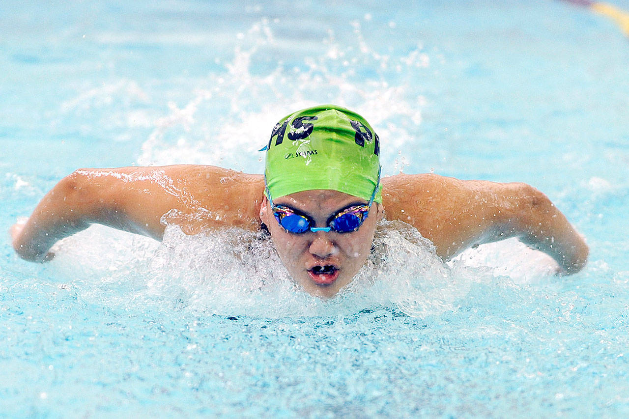 Felicia Che is one of the senior leaders for the Port Angeles girls’ swim team. The Roughriders finished eighth in the state last year. (Michael Dashiell/Olympic Peninsula News Group)