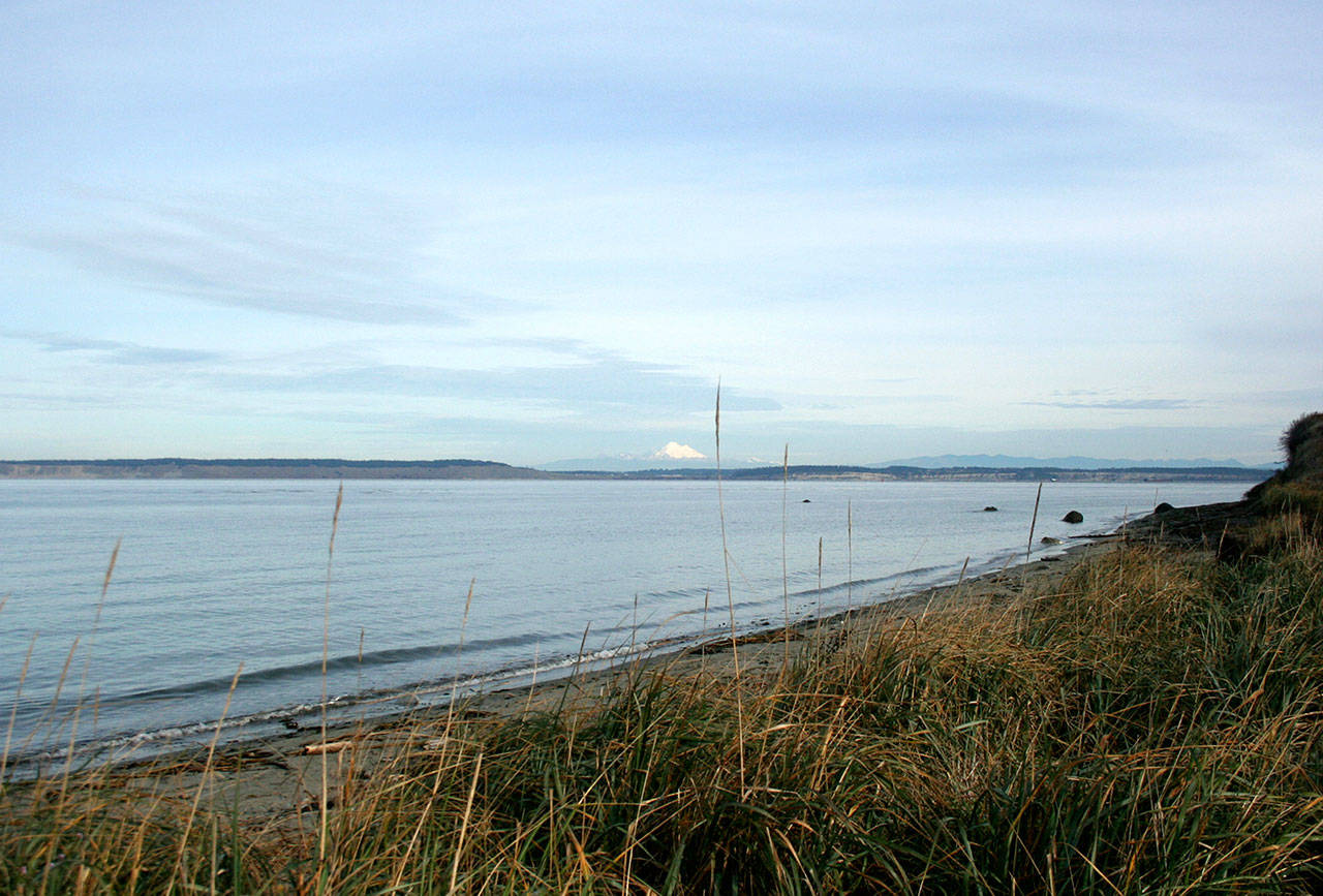 North Beach in Port Townsend is the location of a wastewater outfall pipe which can be exposed during low tides. The pipe had been identified in a 2007 study as one that needed to be replaced, and a national permit is requiring the city to come up with a solution. (Brian McLean/Peninsula Daily News)