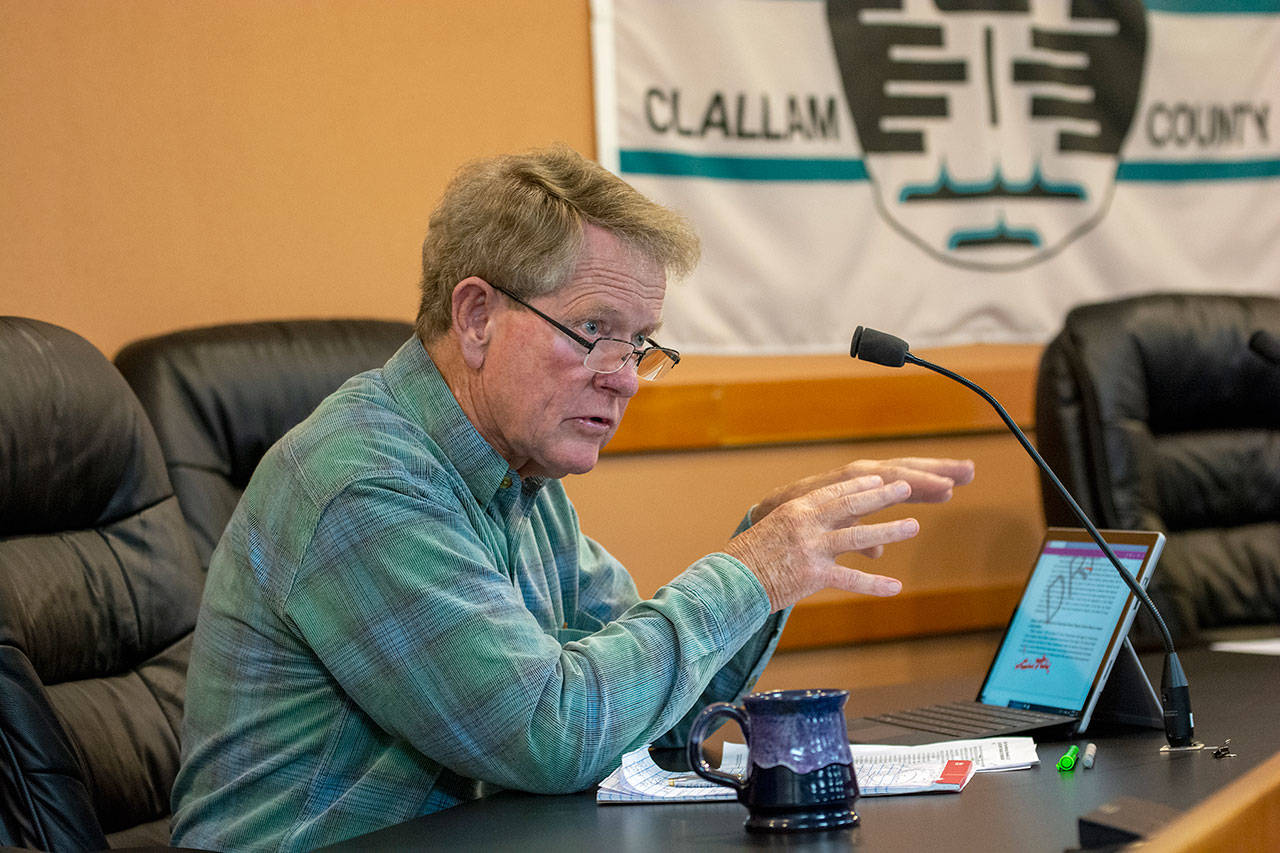 Clallam County Commissioner Randy Johnson said, after about 90 minutes of public comment, that he still favors a property tax that aims to protect farmland. (Jesse Major/Peninsula Daily News)