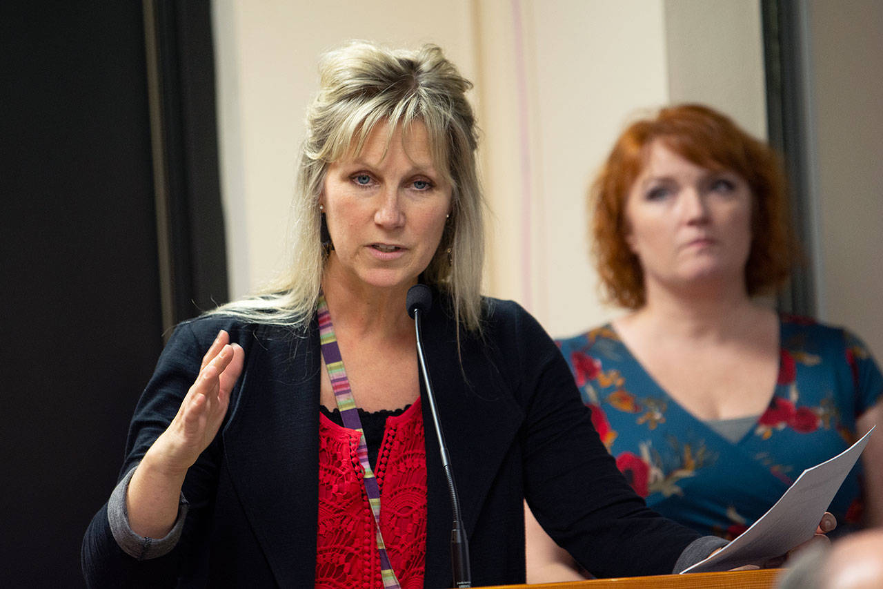 Director of Juvenile and Family Services Jody Jacobsen tells state lawmakers that the Court Appointed Special Advocate program is underfunded by the state, despite the service being a requirement under state law. (Jesse Major/Peninsula Daily News)