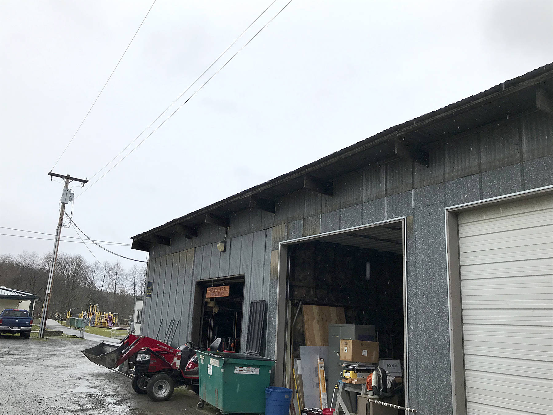 The Quilcene School District bus barn would be torn down and a new one built on the opposite side of Rose Street, if the Quilcene community agrees to pass the district’s capital levy that is on the Feb. 11 ballot. (Quilcene School District)