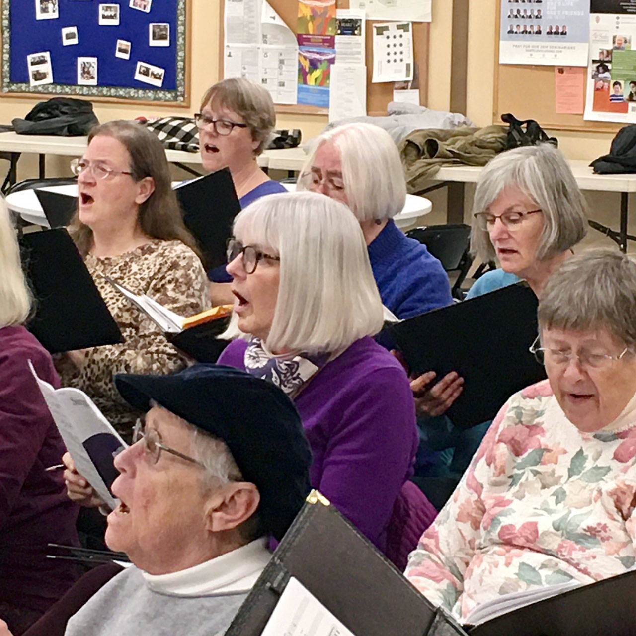 Members of the Community Chorus of Port Townsend and East Jefferson County rehearse for concerts Friday and Sunday.