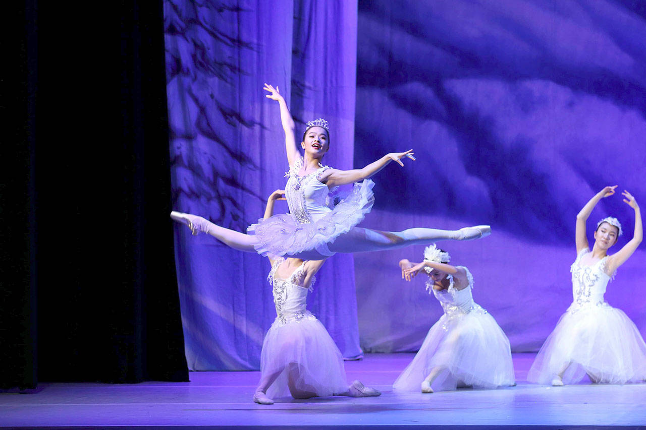 Ballet Workshop dancers perform a scene from a special staging of “The Nutcracker.”