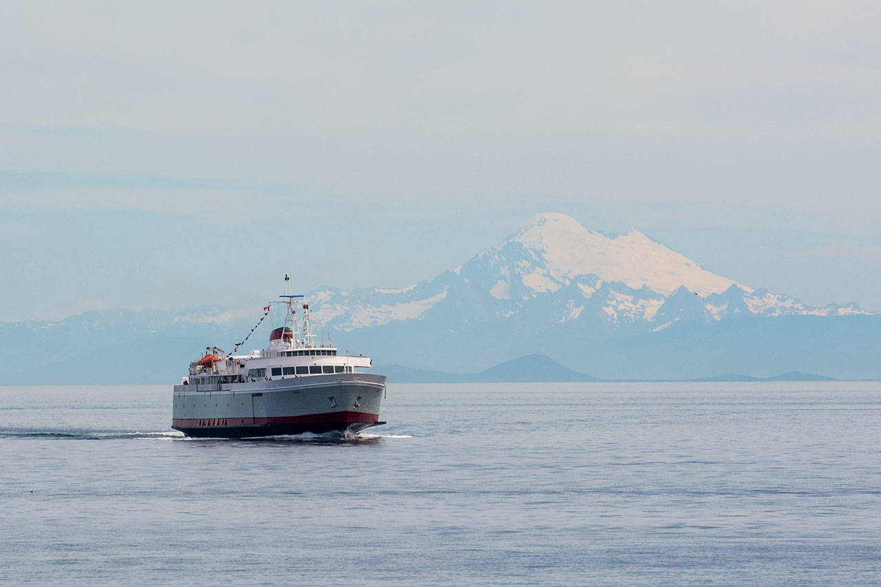 The MV Coho returns to Port Angeles from Victoria on July 4, 2018. (Jesse Major/Peninsula Daily News)
