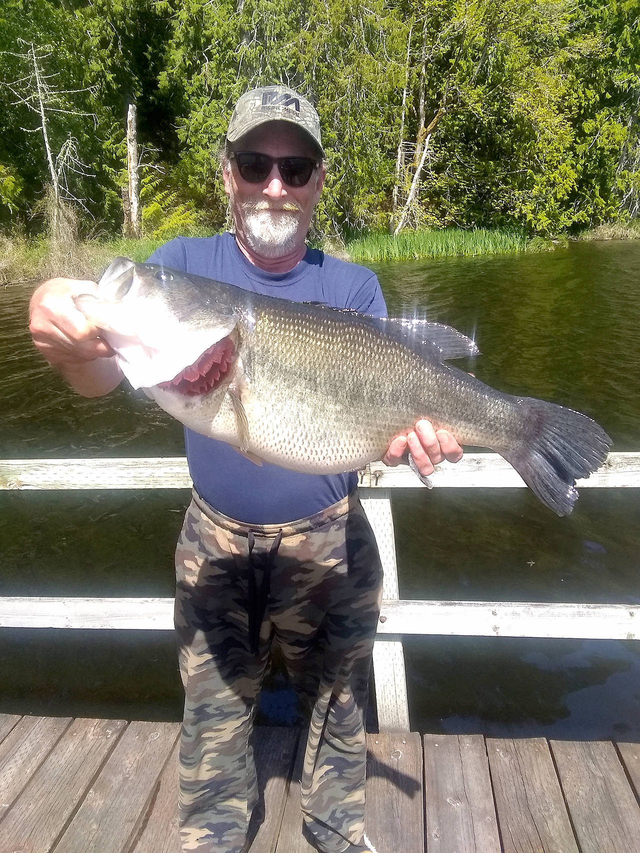 Russ Ridderbusch caught this 10.2-pound largemouth bass on Lake Leland in May using a classic Bass Oreno lure.