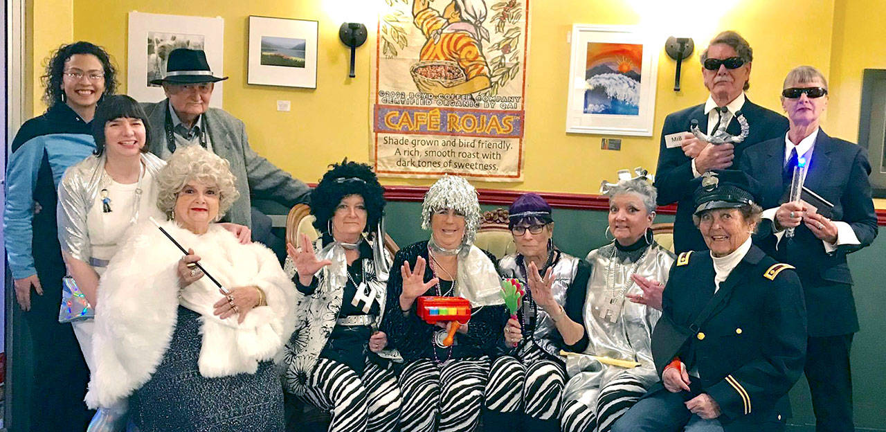 The 2020 “Whodunnit Downtown? - The Case of the Disco Trophy Hustle” Mystery Game will take place in Sequim on Friday. Pictured are the 2019 suspects and a storyteller.