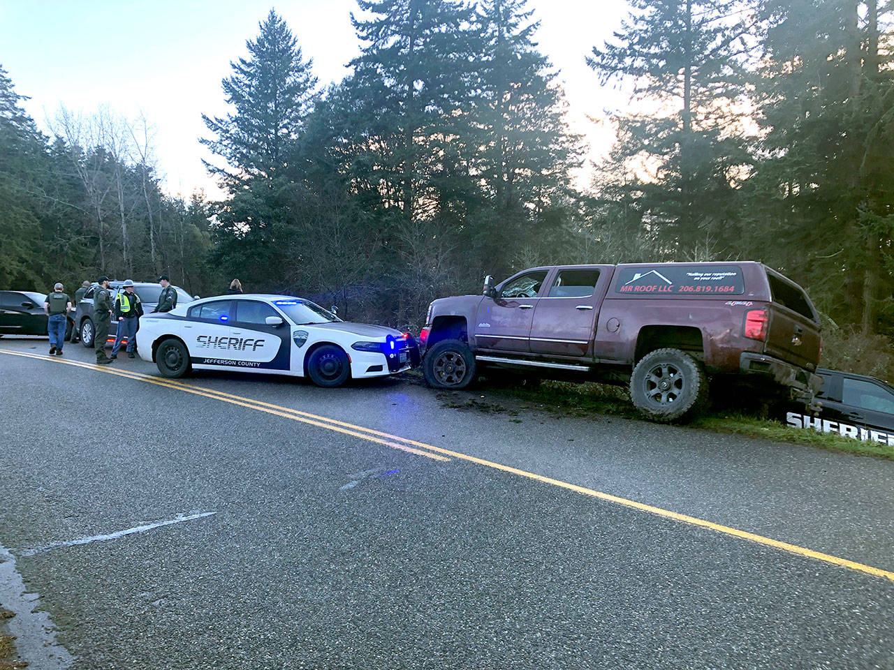 Jefferson County sheriff’s deputies stopped Alexander Wise’s truck at Airport Road after he allegedly led them on a high-speed pursuit through Port Townsend. (Jefferson County Sheriff’s Office)
