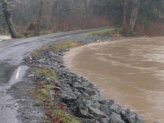 Quillayute River flooding next to Mora Road. (Olympic National Park)