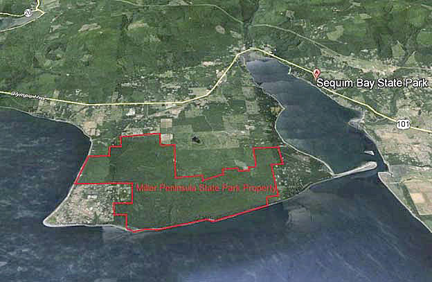 Washington State Parks look to create a master plan for development of Miller Peninsula as the next destination state park by June. (Map courtesy of Washington State Parks)