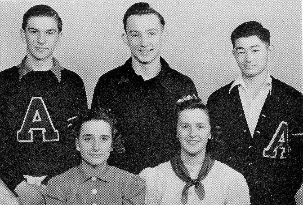 The 1941 Roosevelt High School senior class officers were, front row, from left, Bea Vollendorf, secretary and treasurer, and Lorraine Morrish, council representative. Back row, from left, are Jim Vail, president; Bill Church, council representative; and Tom Osasa, vice president.