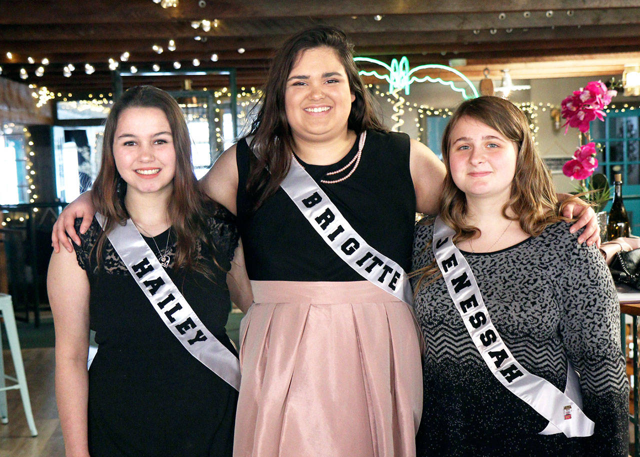 The Port Townsend Rhododendron Festival royalty are, from left, Hailey Hirschel, Brigette Palmer and Jenessah Seebergos.