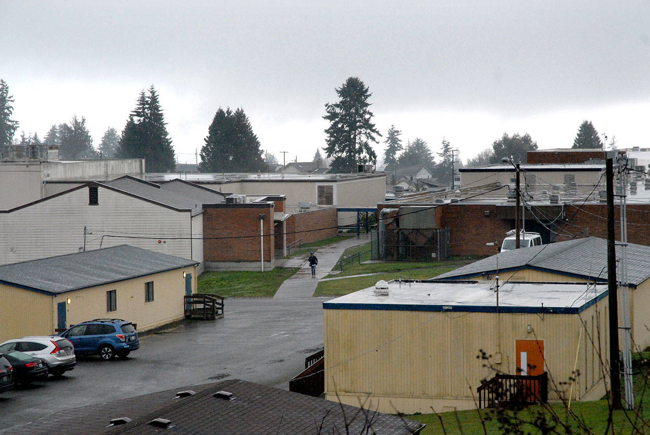 Stevens Middle School in Port Angeles, shown Wednesday, is slated for rennovation after the apparent passage of a capital improvement levy by voters Tuesday. (Keith Thorpe/Peninsula Daily News)