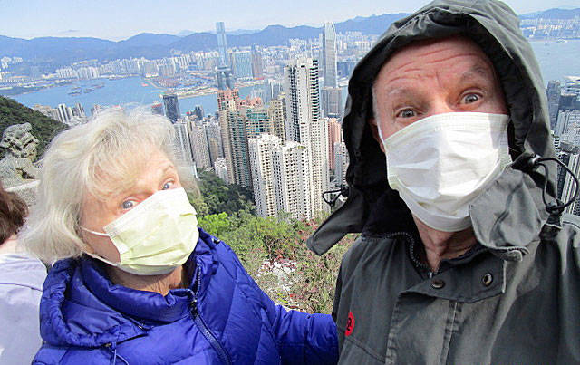 Maureen and Larry Murphy of Sequim used face masks as a precaution during the novel coronavirus outbreak during their three-week trip to Singapore, Hong Kong and Vietnam earlier this year. (Photo courtesy of Larry and Maureen Murphy)