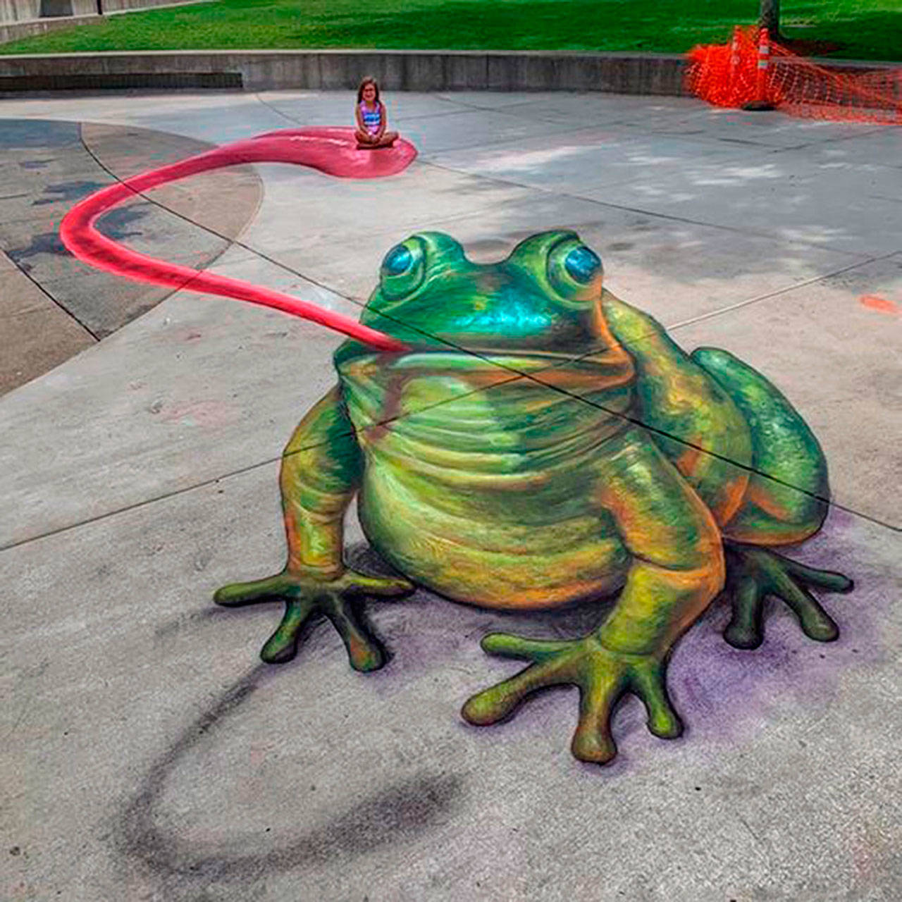 Chalk artist Naomi Haverland will create a 3-D sunshine-inspired chalk art piece such as this one pictured  for the Sequim Sunshine Festival. People will be encouraged to take photographs with the sunshine-inspired piece outside the Civic Center. (Photo courtesy of city of Sequim)