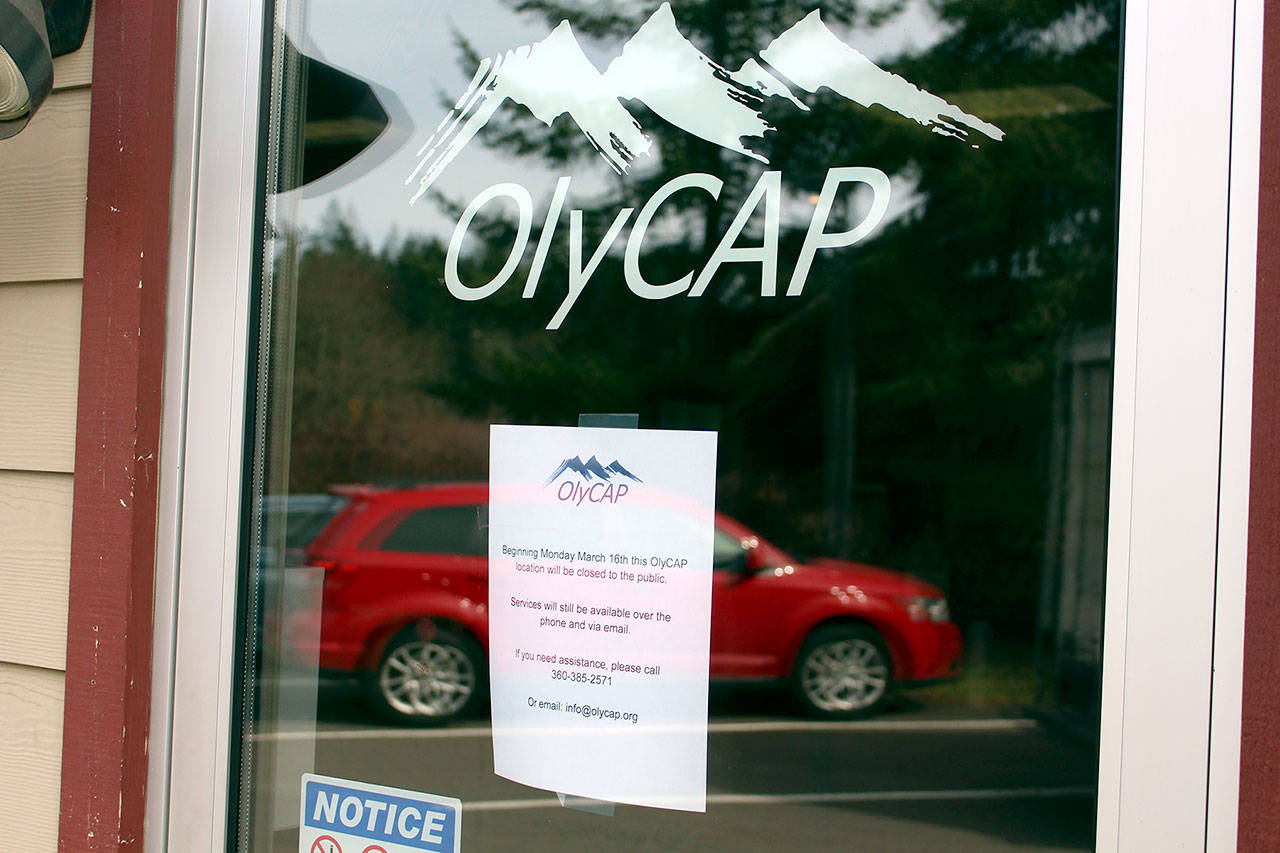 Olympic Community Action Programs closed it’s offices to the public Tuesday, March 17, 2020, in addition to the three community centers that it manages in Jefferson County: Brinnon, Quilcene and Tri-Area. They will be operating through phones and email with their customers. (Zach Jablonski/Peninsula Daily News)