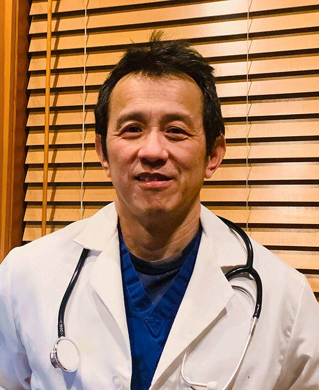 A photo provided by Ming Lin, date not known, shows Dr. Ming Lin, an emergency room doctor at PeaceHealth St. Joseph Medical Center in Bellingham, Wash. Lin said Friday, March 27, 2020, he was fired after publicly criticizing the hospital’s coronavirus preparations. (Dr. Ming Lin via AP)