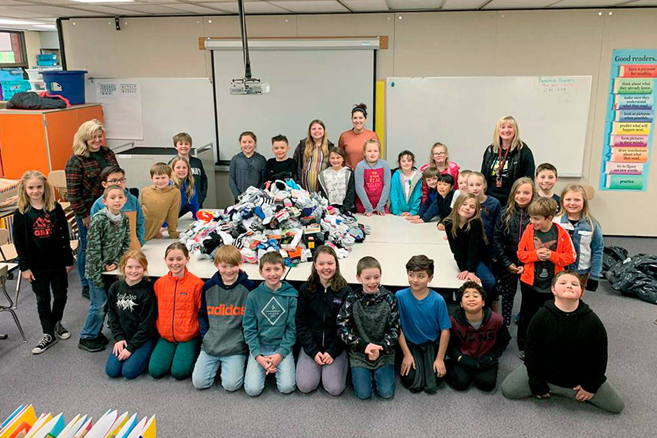 Elementary school collects socks for Dr. Seuss week
