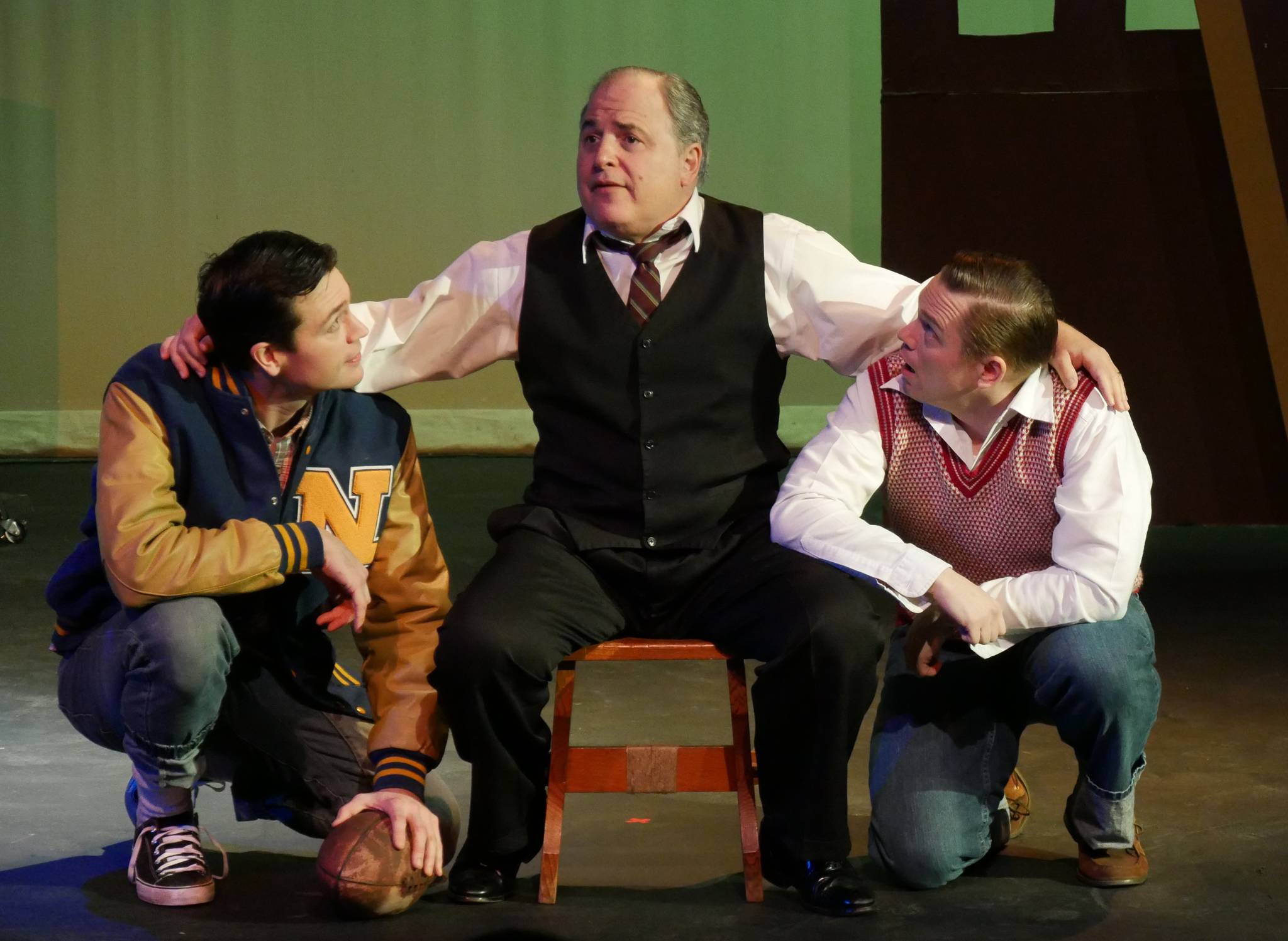 From left, Randy Powell, Joel Hoffman and Michael Sickles act out a scene in the 2019 Olympic Theatre Arts’ production of “Death of a Salesman.” (Olympic Theatre Arts)