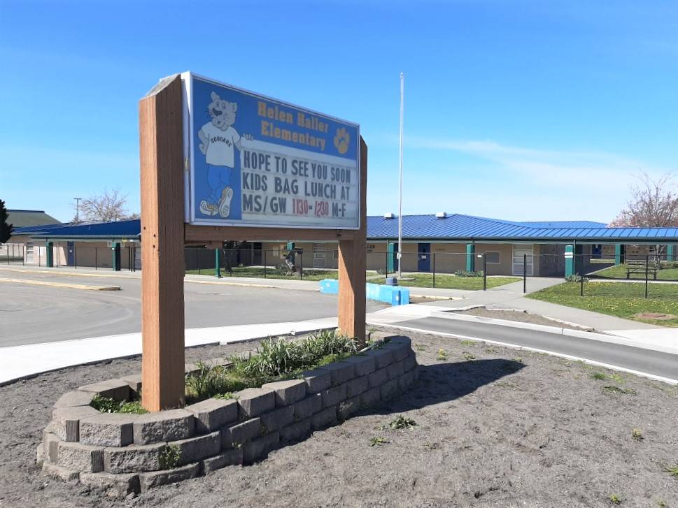 The reader board at Helen Haller Elementary School offers some encouragement this week. Officials are considering more than $2.6 million in cuts to the school district’s annual budget. (Michael Dashiell/Olympic Peninsula News Group)