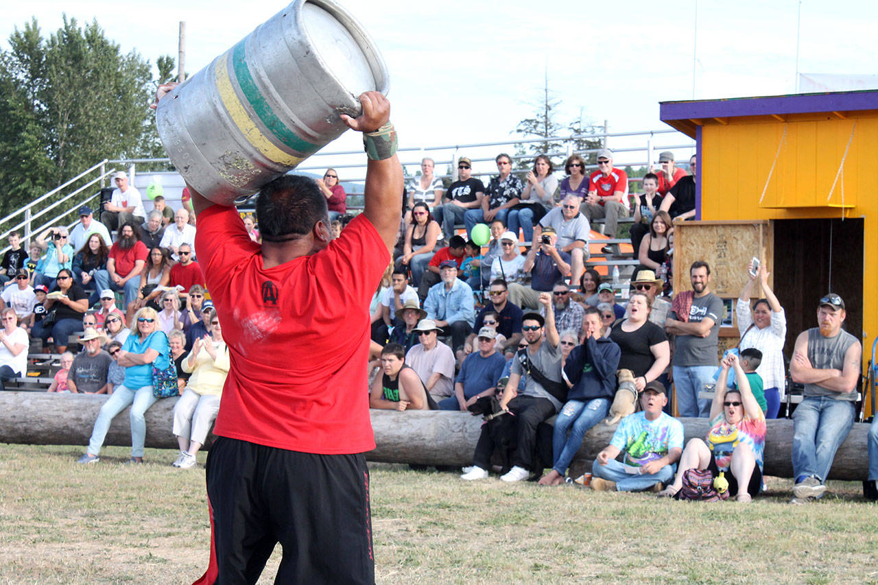 Local nonprofits that bring in tourists, such as the Sequim Irrigation Festival for events like its Strongman Competition, seen here in 2016, can apply for a new grant to help with some expenses during the COVID-19 pandemic through the City of Sequim. Applications are due by June 1. (Michael Dashiell/Olympic Peninsula News Group)