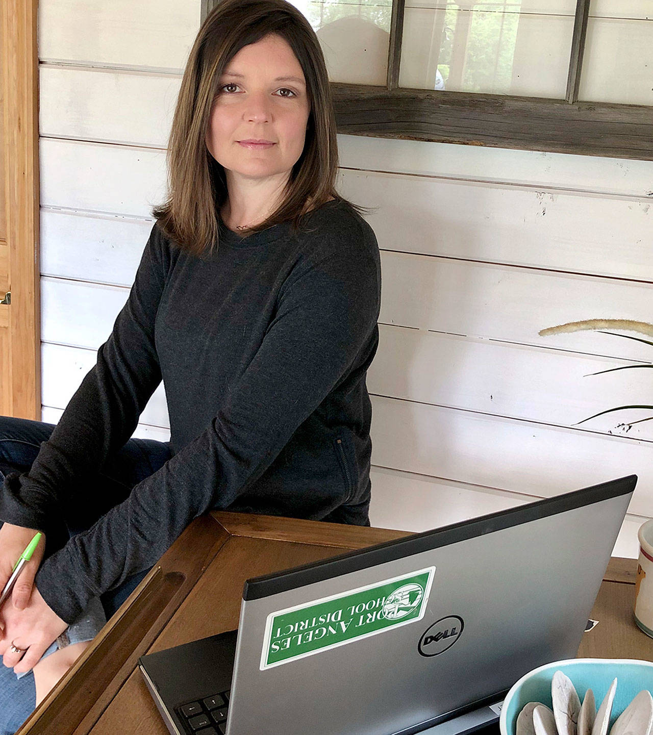 Mary Krzysiak, a second-grade teacher at Dry Creek Elementary in the Port Angeles School District, has converted her home into a virtual classroom.