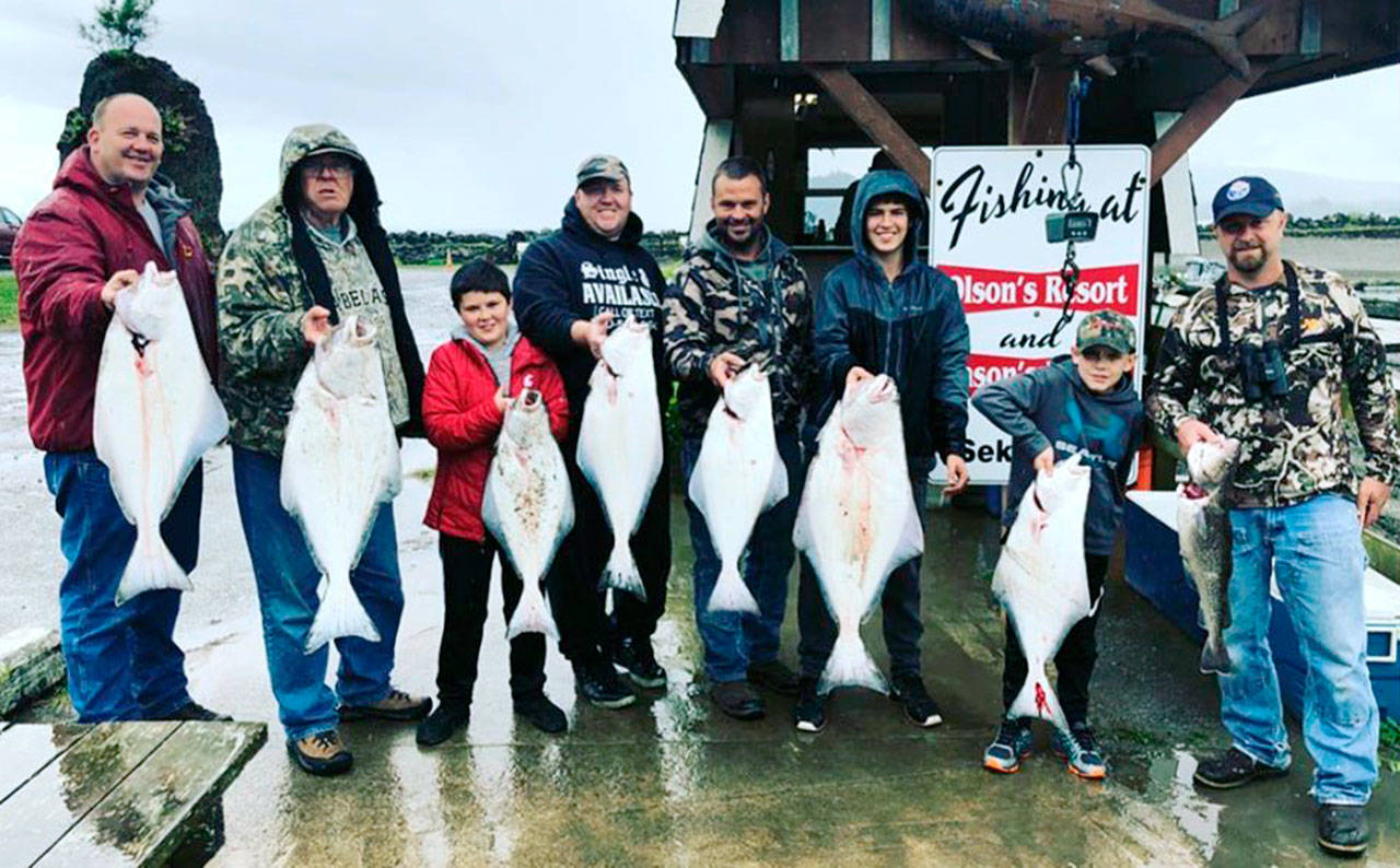 The Edminister and White families got together over the weekend for some halibut fishing at Sekiu’s Mason’s Olson Resort. (Mason’s Olson Resort)