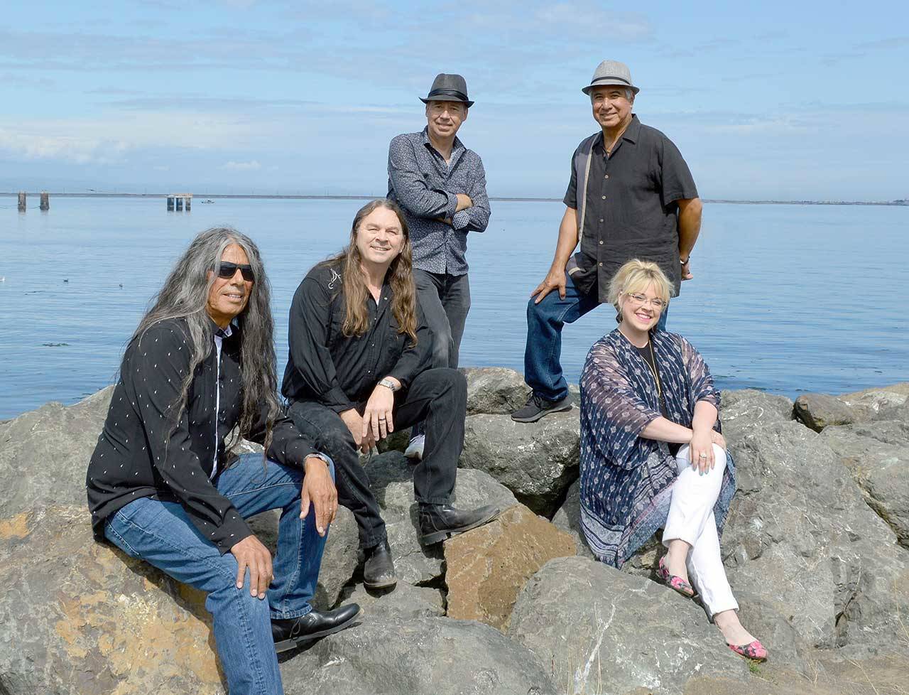 Black Diamond Junction — from left, Harry Bidasha, Bob Allen, Todd Ortloff, Rudy Maxion and Amanda Bacon — is the featured band in the Music Where You Park series Aug. 11. (Black Diamond Junction)