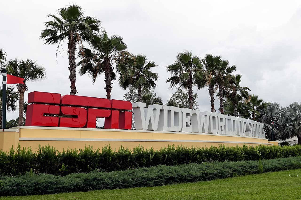 A sign marking the entrance to ESPN’s Wide World of Sports at Walt Disney World is seen June 3 in Kissimmee, Fla. (John Raoux/The Associated Press)