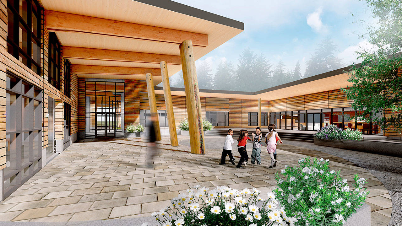 Rice Fergus Miller, a Bremerton-based architecture firm, produced this rendering of the new Quileute Tribal School on higher ground. A groundbreaking ceremony for the long-awaited project was held last Thursday, July 2, 2020, in La Push.