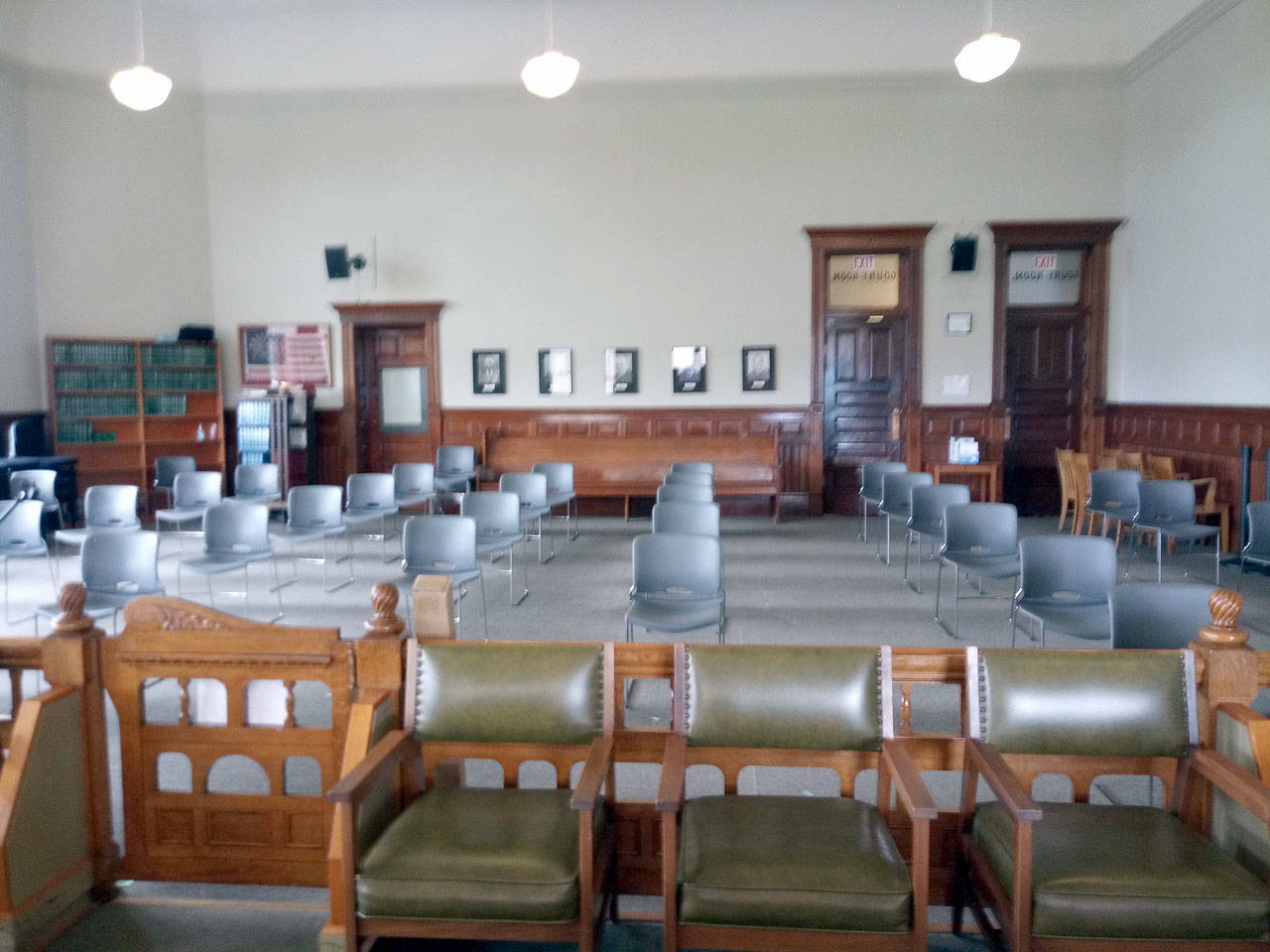 Seating in Jefferson County courtrooms has been changed to maintain social distancing.