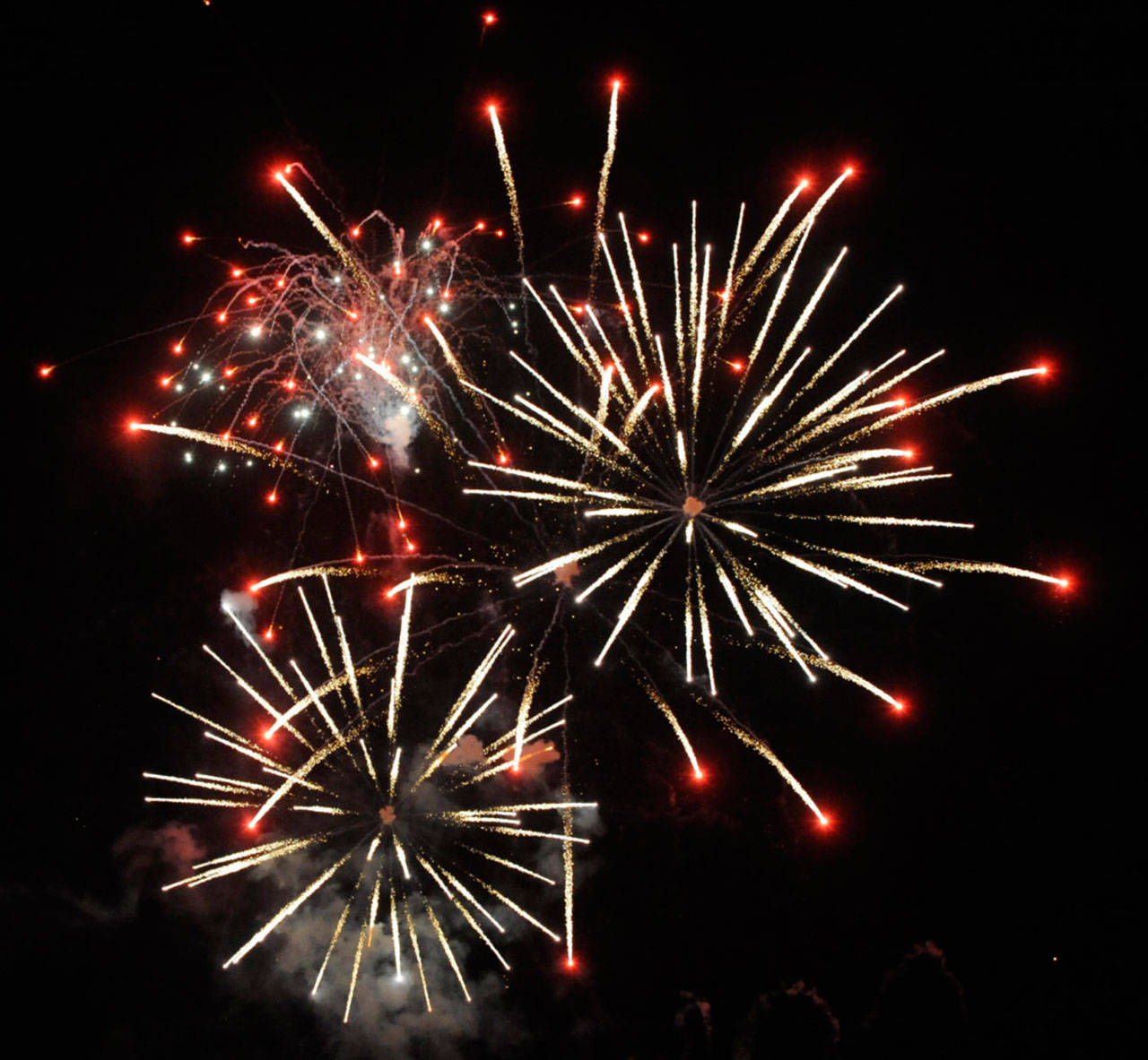 Fireworks could be coming next independence Day in Sequim depending on proposals tentatively coming to Sequim city councilors. Sequim hosts fireworks each May for the Sequim Irrigation Festival Logging Show, as seen here in 2018. (Michael Dashiell/Olympic Peninsula News Group file)