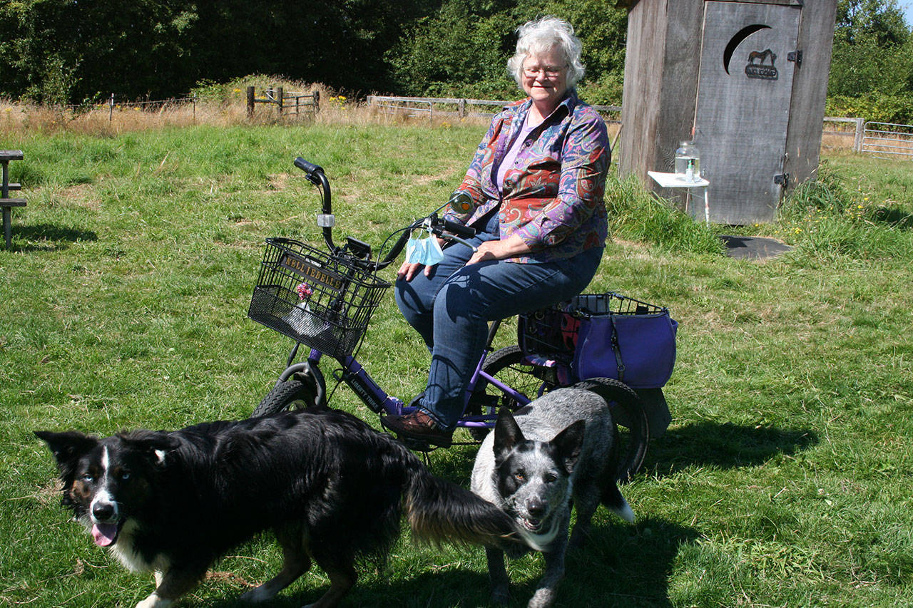 Joyces Epona Horse Camp owner Margaret Salstom toddles around her property with an electric bike she calls Nellie.                                 Joyces Epona Horse Camp owner Margaret Salstom toddles around her property with an electric bike she calls Nellie.
