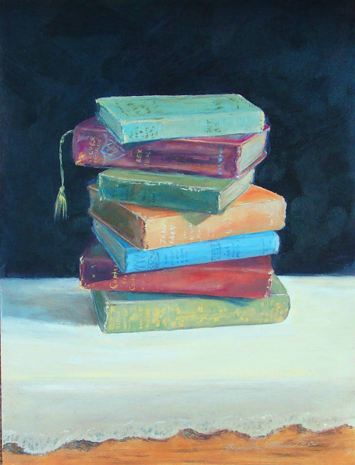 “While we stayed home, we read a lot of books” by Priscilla Patterson, a featured artist at the Blue Whole Gallery in September. Submitted art