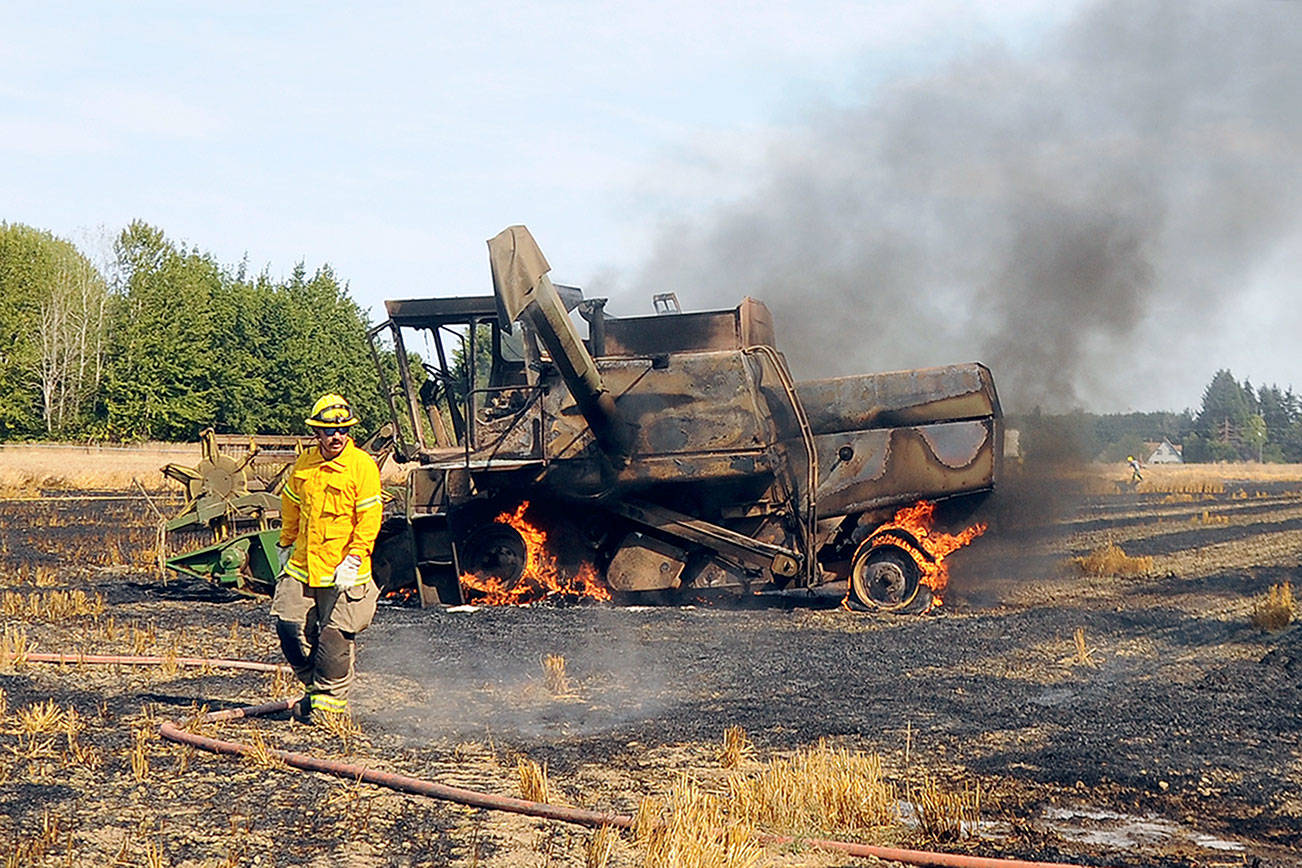 Farm equipment catches fire