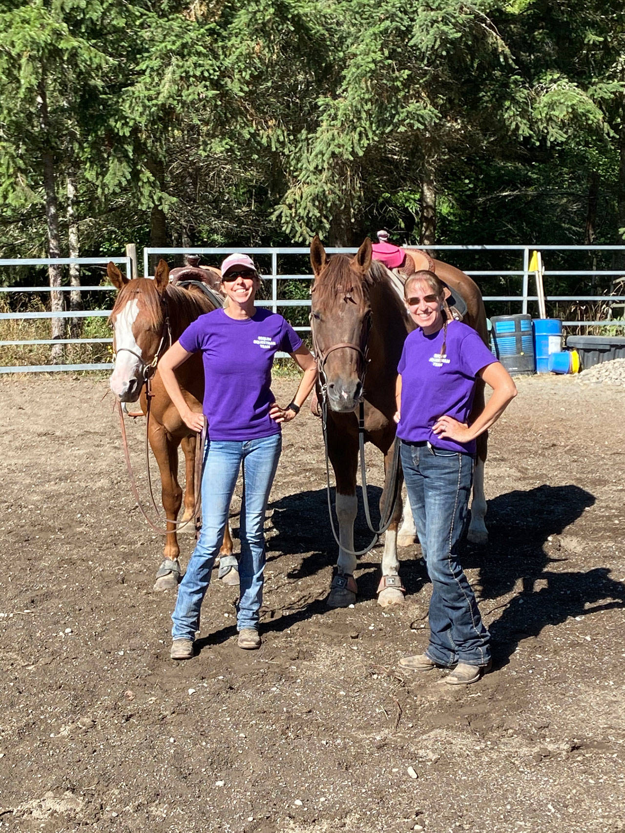 Sequim high school equestrian team coaches Bettina Hoesel, right, and Katie Newton are ready to start this years team practices. For more information about joining the team contact them at Sequimequestrian@gmail.com.