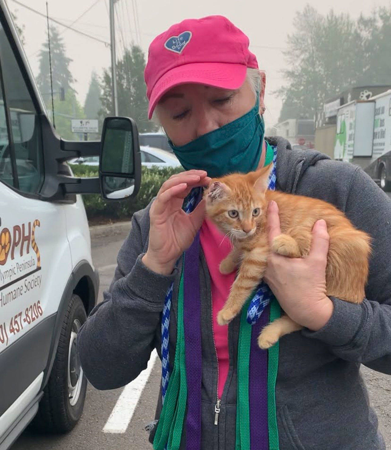 Jacquelene (pictured) and Brooks Peterson retrieve dogs and cats from Start Rescue’s drop-off area in Portland, Ore. (Photo courtesy of Olympic Peninsula Humane Society)