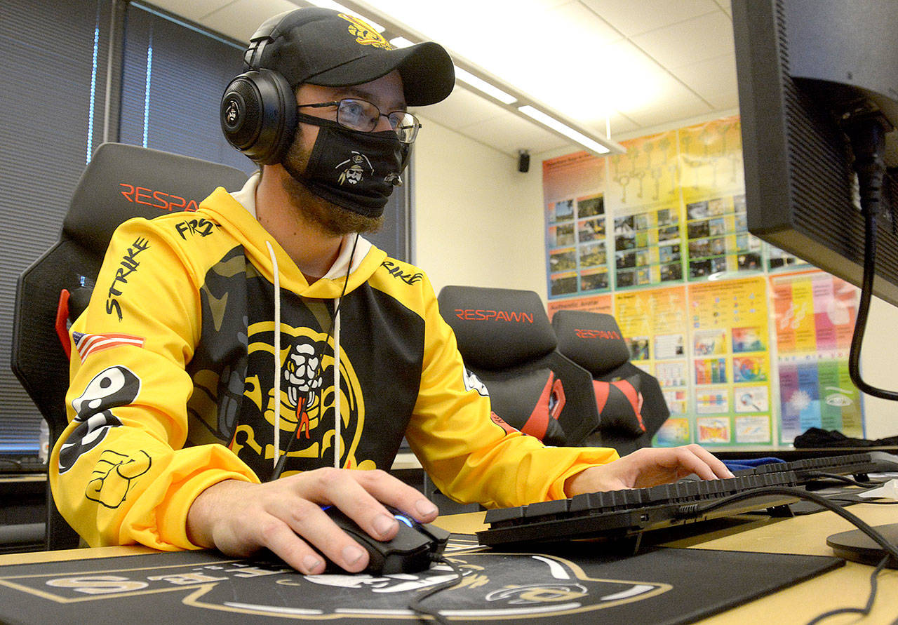 Connor West of the Peninsula College esports team competes in a Rainbow Six match Monday against Barton Community College in Great Bend, Kan. (Photo courtesy of Peninsula College)